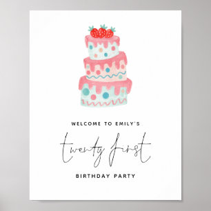Moderne Skriptur zum 21. Geburtstag mit verrücktem Poster