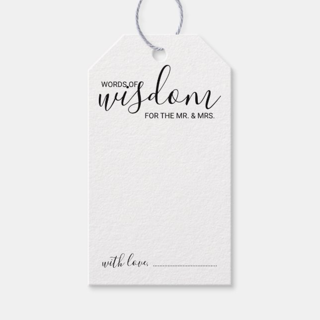 Moderne SkriptWedding Advice und Wünsche Geschenkt Geschenkanhänger (Vorderseite)