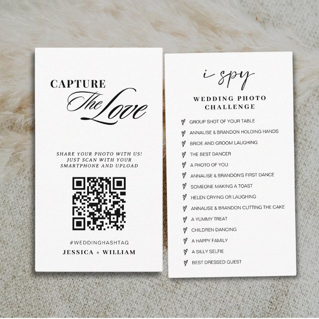 Moderne SkriptWedding Capture the Liebe QR Code Begleitkarte (Von Creator hochgeladen)
