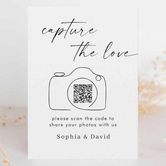 Moderne SkriptWedding Capture the Liebe QR Code Begleitkarte (Von Creator hochgeladen)