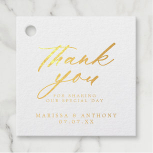 Moderne SkriptWedding danke Ihnen Foil Gefallen Ta Geschenkanhänger