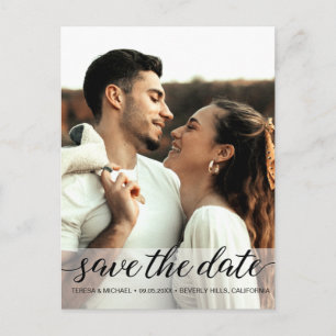 Moderne SkriptWedding Save the date Custom Foto Postkarte