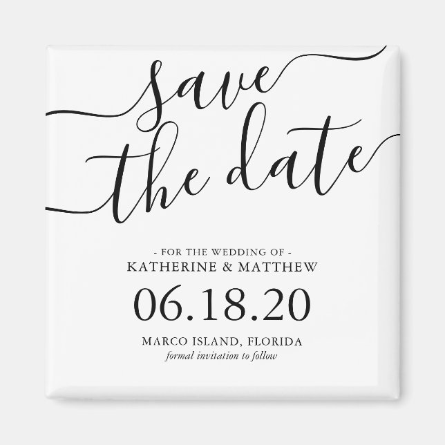 Moderne SkriptWedding Save the Date Magnet (Vorne)