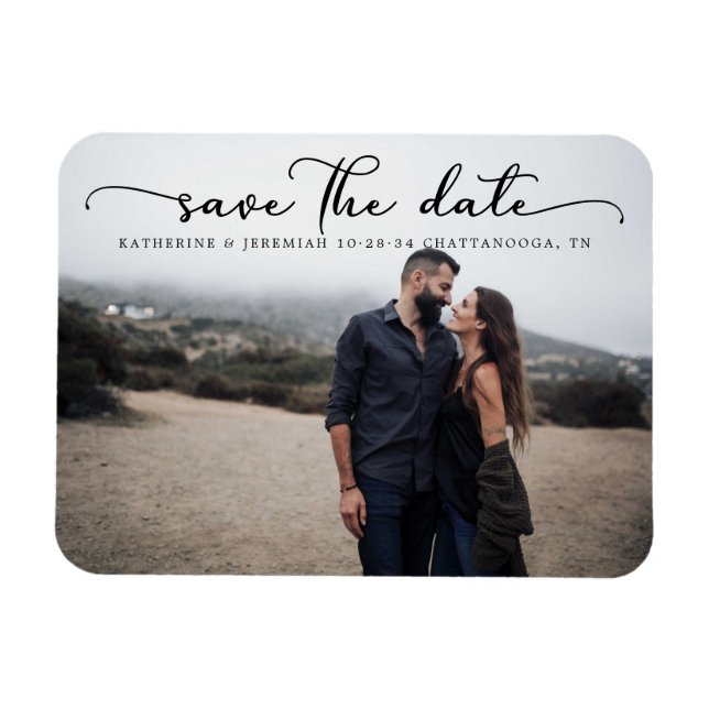 Moderne SkriptWedding Save the Date Magnet (Horizontal)