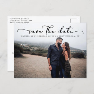 Moderne SkriptWedding Save the Date Postkarte