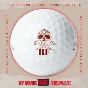 Moderne Skull and Cross Tees mit monogrammierten I Golfball