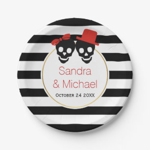 Moderne Skulle und Streifen roten Halloween Hochze Pappteller