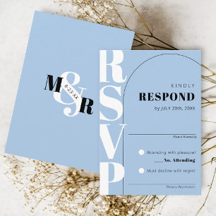 Moderne Sky Blue Ampersand Arch Wedding RSVP Card