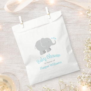 Moderne Sky Blue und Graue Elephant Boy Baby Dusch Geschenktütchen