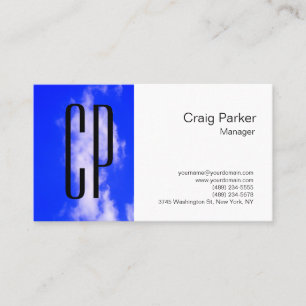 Moderne Sky Blue White Monogramm Professional Visitenkarte