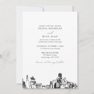 Moderne Skyline Black & White Houston Wedding Einladung