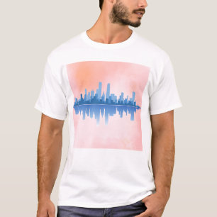 Moderne Skyline Reflection - Urban City Art T-Shirt