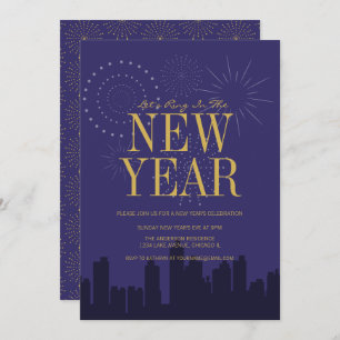 Moderne Skyline Silvester Party Card Einladung
