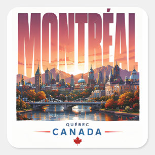 🍂 Moderne Skyline von Montreal im Stadtstil 🍂 Quadratischer Aufkleber