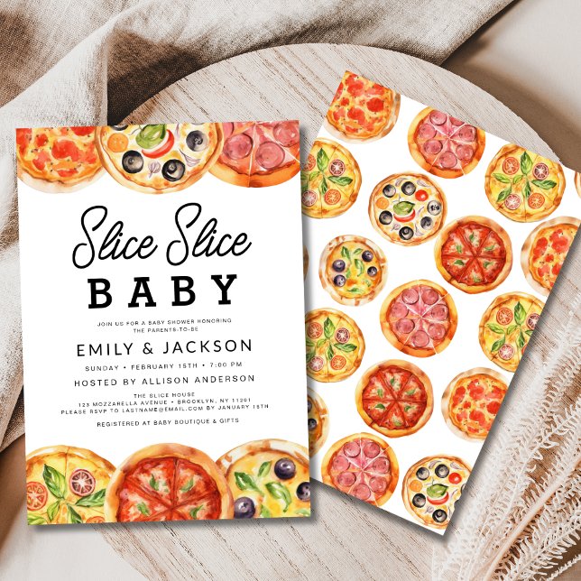 Moderne Slice Slice Baby Pizza Baby Dusche Einladung (Von Creator hochgeladen)