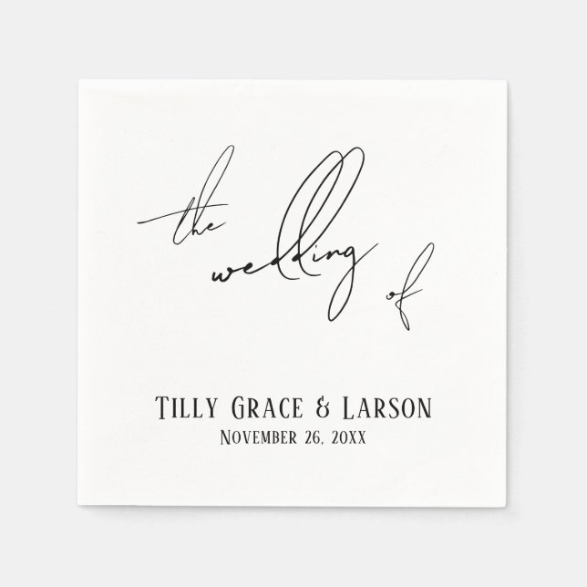 Moderne Slim Handwriting Einfach die Hochzeit von Serviette (Vorderseite)