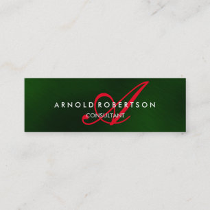 Moderne Slim Monogram Green Trendy Business Card Mini Visitenkarte