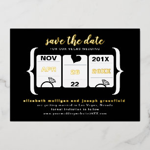 Moderne Slot-Maschine Hochzeit Save the Date Folie Folieneinladung