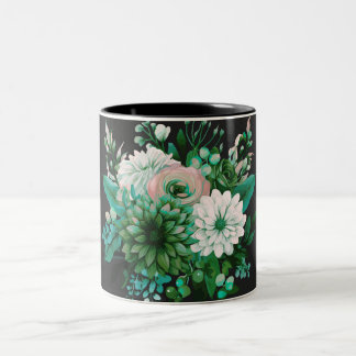 Moderne Smaragd-Blumengarten-Hochzeitseinladung Zweifarbige Tasse
