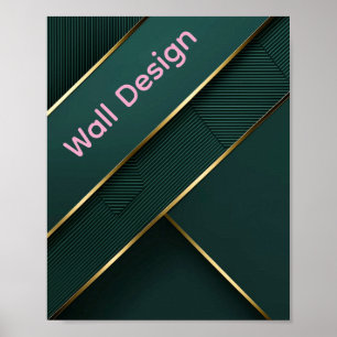 Moderne Smaragd-Gold-Muster Tapete Poster