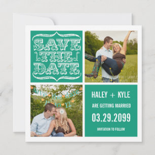 Moderne Smaragd-Jade-Save-the-Date-Fotokarten Einladung