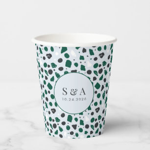 Moderne Smaragd-Terrazzo-Muster Pappbecher