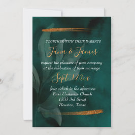 moderne Smaragdgrün und Blätter Einladung