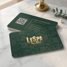 Moderne Smaragdgrüne Florale Folien-Spa-Visitenkar