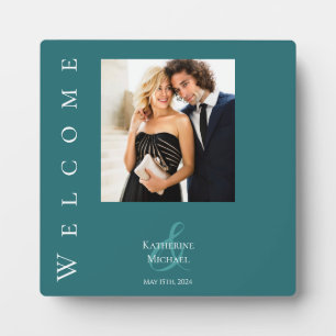 Moderne Smaragdgrüne Foto-Hochzeitsmarke Fotoplatte
