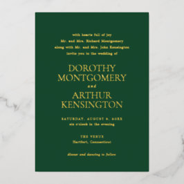 Moderne Smaragdgrüne Hochzeit Folieneinladung