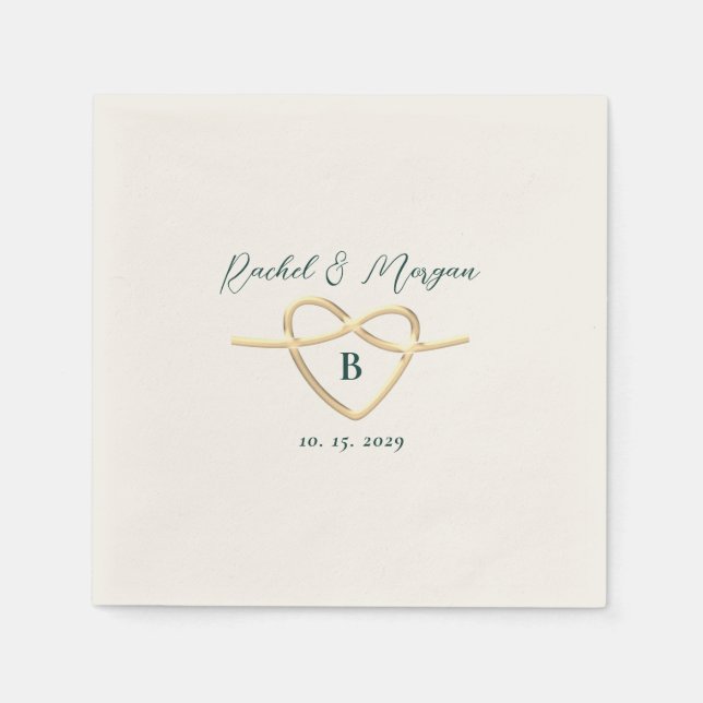 Moderne Smaragdgrüne Monogramm-Hochzeit Serviette (Vorderseite)