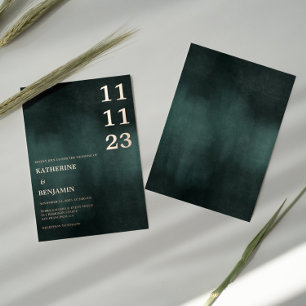 Moderne Smaragdgrüne Schwarze Hochzeit Folieneinladung