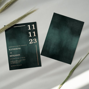 Moderne Smaragdgrüne Schwarze Hochzeit Folieneinladung