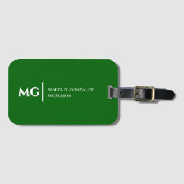 Moderne Smaragdgrüne Trendige Stylische Monogramm Gepäckanhänger