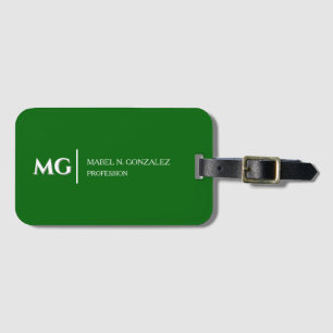 Moderne Smaragdgrüne Trendige Stylische Monogramm Gepäckanhänger