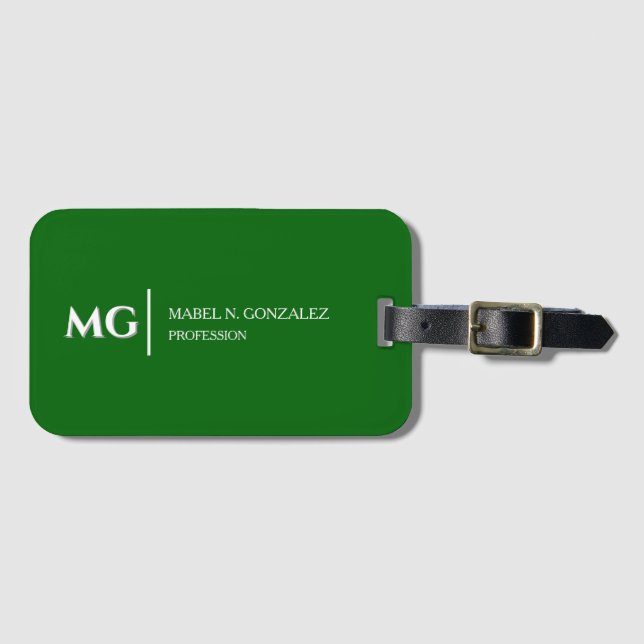 Moderne Smaragdgrüne Trendige Stylische Monogramm Gepäckanhänger (Vorderseite (Horizontal))