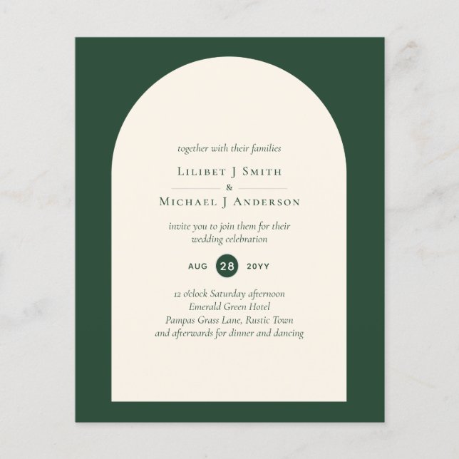 Moderne Smaragdgrüne Typografie-Hochzeit Flyer (Vorne)