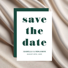 Moderne Smaragdgrüne Typografie-Hochzeit Save The Date