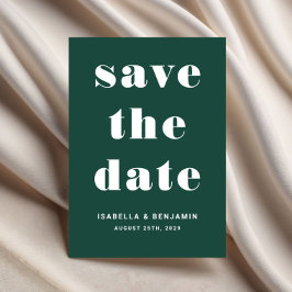 Moderne Smaragdgrüne Typografie-Hochzeit Save The Date