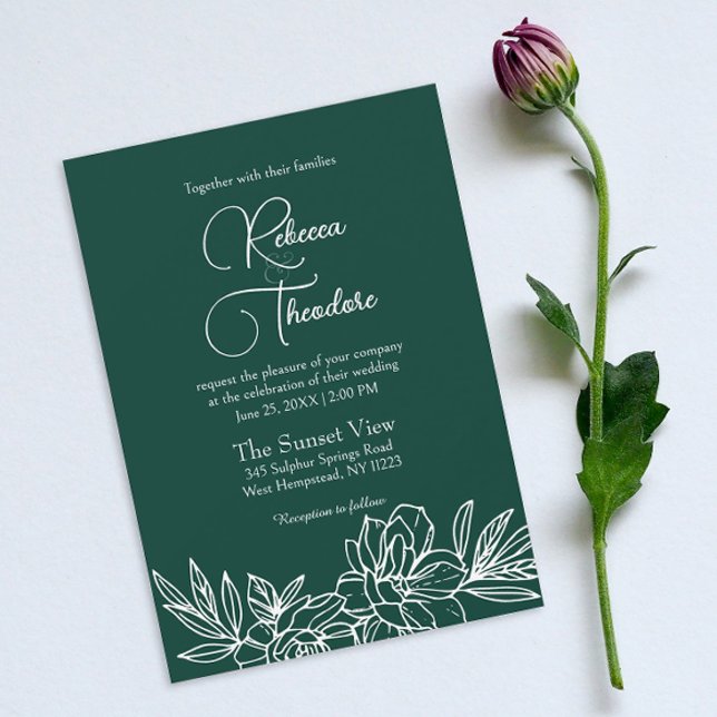 Moderne Smarald Elegante Frühjahrshochzeit Einladung (
Introducing our simple floral wedding invitation, radiating elegance for your special day.)