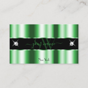 Moderne Smarald Green Black Sparkle Jewels Initial Visitenkarte