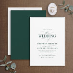 Moderne Smarald Green Calligrafy Wedding Einladung<br><div class="desc">Dieses moderne, elegante und schlichte smaragdgrün-weiße Hochzeitsdesign mit dem Titel "The Wedding Of" in moderner Kalligrafie und Serif-Text als Hauptmotiv, basiert auf unserem bestverkauften Brautparty-Einladen. Die Rückseite der Karte weist eine smaragdgrüne Textur auf. Kontaktieren Sie Designer für passende Produkte. Vielen Dank für die Unterstützung unseres kleinen Unternehmens, wir wissen es...</div>