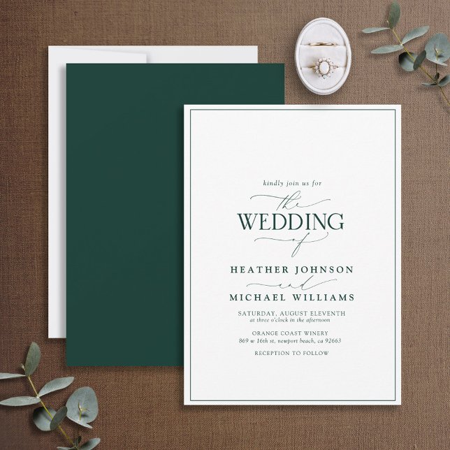 Moderne Smarald Green Calligrafy Wedding Einladung (Von Creator hochgeladen)