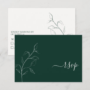 Moderne Smarald Green Script Botanical No Menu UAW RSVP Karte