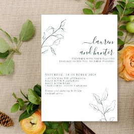 Moderne Smarald Green Script Botanical Wedding Einladung