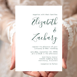 Moderne Smarald Green Script Wedding Einladung