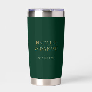 Moderne Smarald Green und Gold Chic Wedding Thermobecher