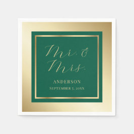 Moderne Smarald Green und Gold Wedding Napkins Serviette