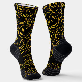 Moderne Smile Bridesmaid-Trauzeugen Schwarz-Gelb Socken