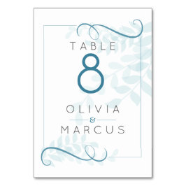 Moderne Smokey Blue Aquamarin Accents Blass Blue B Tischnummer